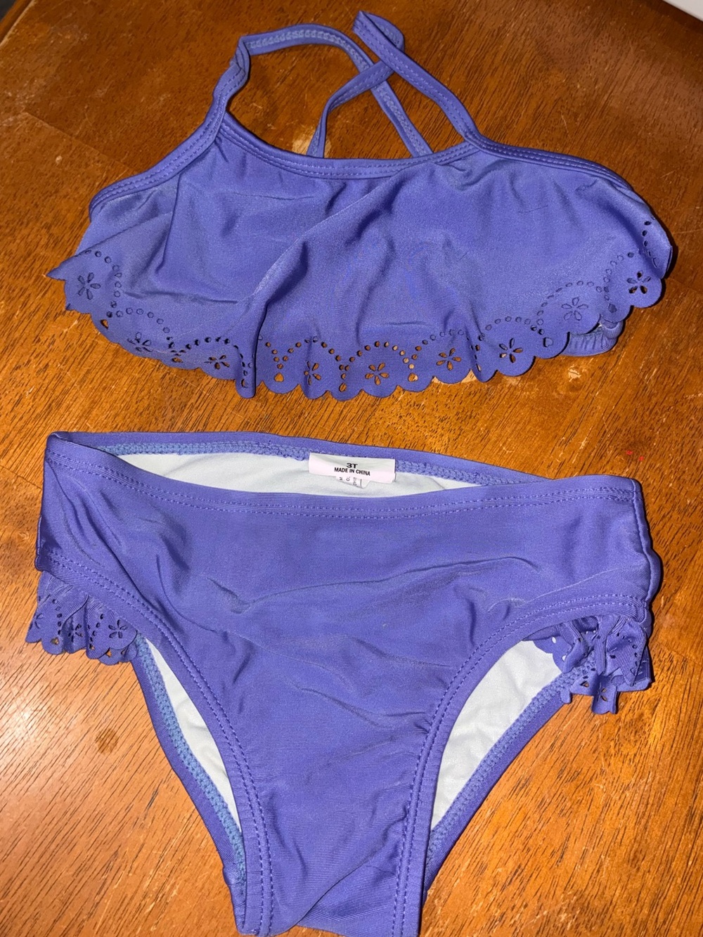 Girls' Purple Ruffle Bikini Set - Kids Swim Two-Piece